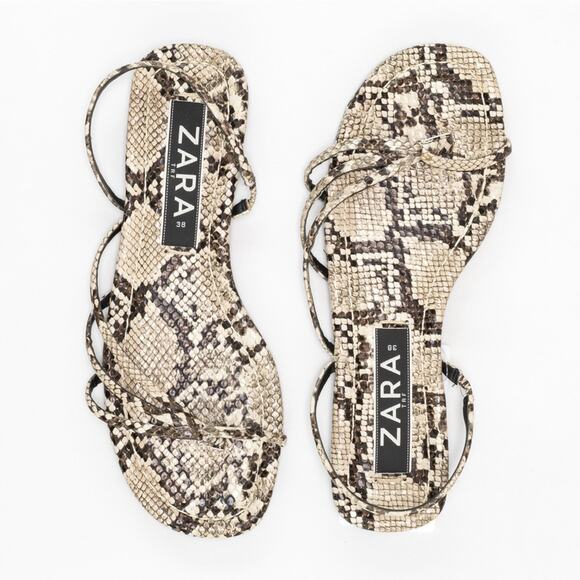 Zara Animal Print Flat Sandals Size 7.5 US - Picture 2 of 11